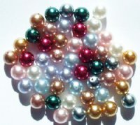 50 8mm Round Mix Glass Pearl Beads